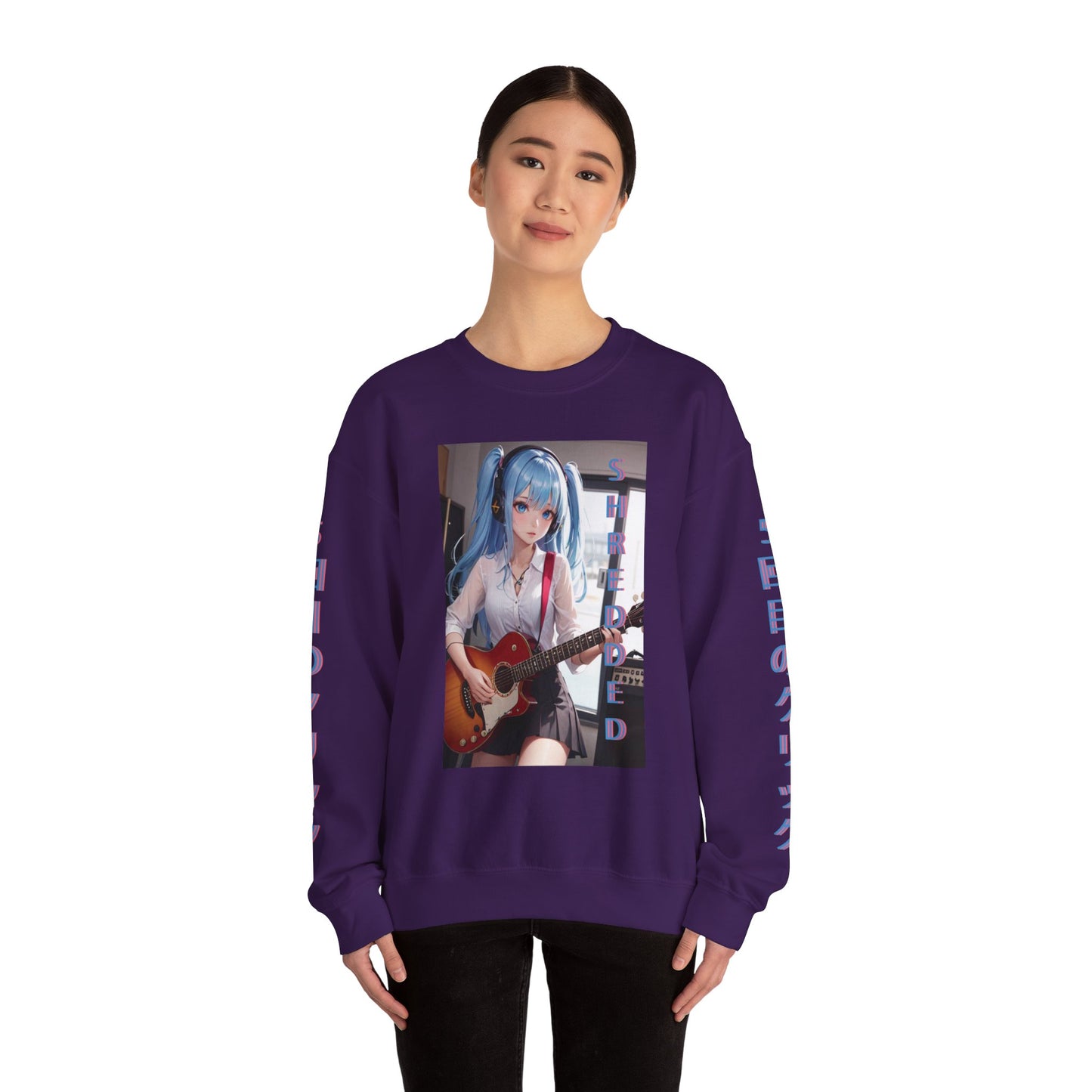 SHREDDED Anime Blue Crewneck Sweatshirt