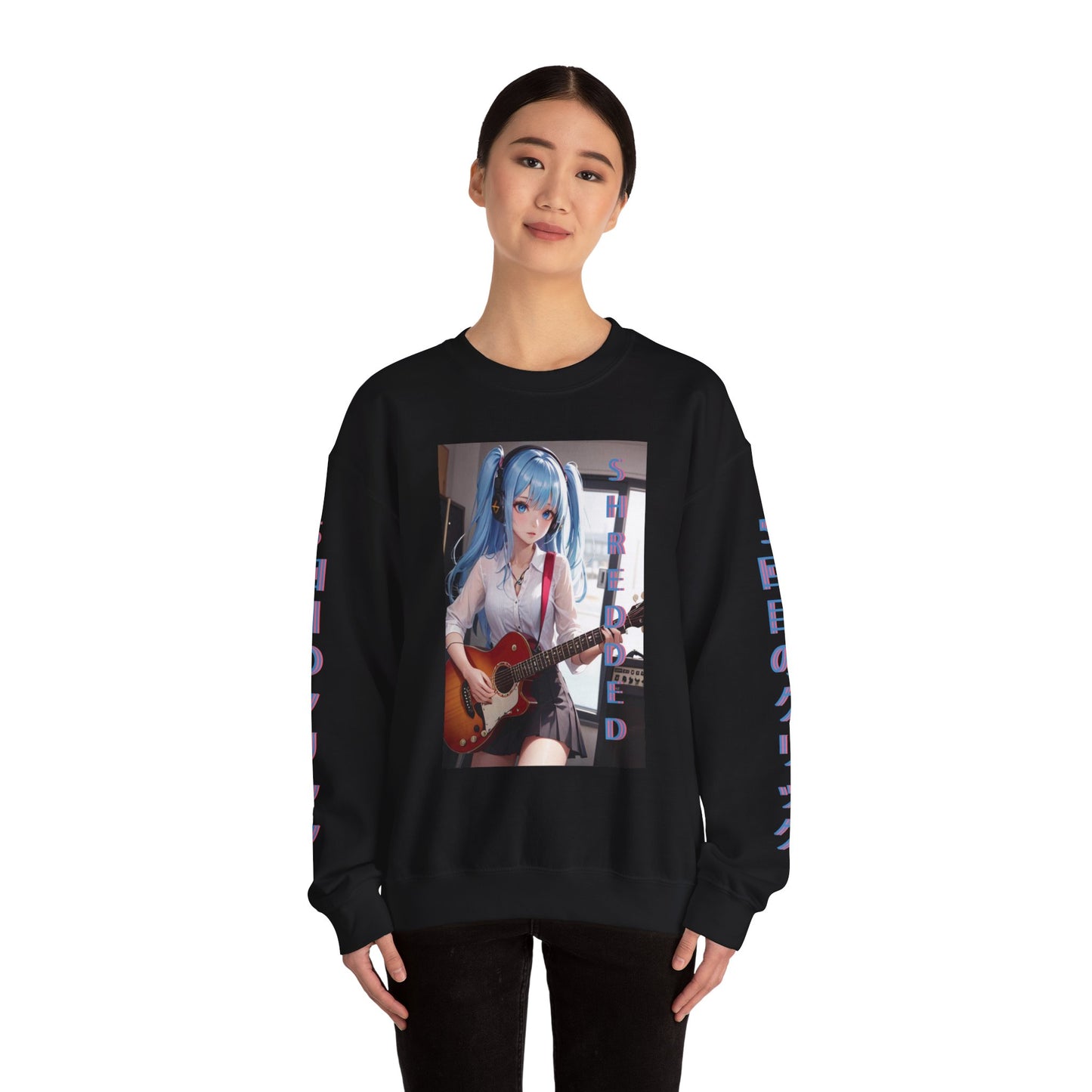 SHREDDED Anime Blue Crewneck Sweatshirt