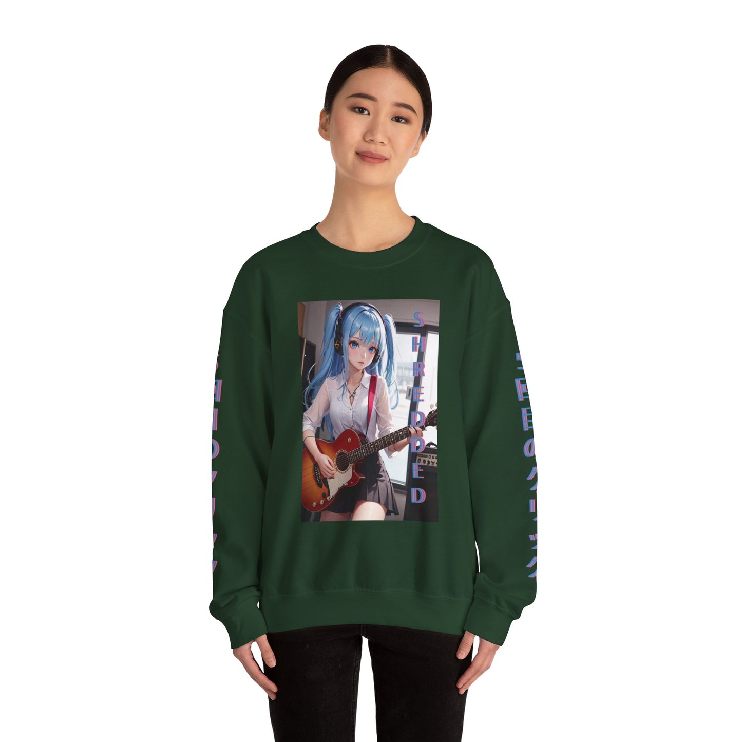 SHREDDED Anime Blue Crewneck Sweatshirt
